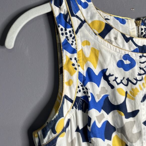 French Connection Blue and Yellow Sleeveless A Line Dress Size 4 - Picture 5 of 9